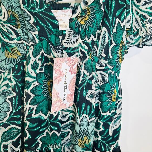 Band Of The Free XS Black Emerald Maisie Emerald Floral Mini Dress Boho Gypsy - Picture 11 of 13